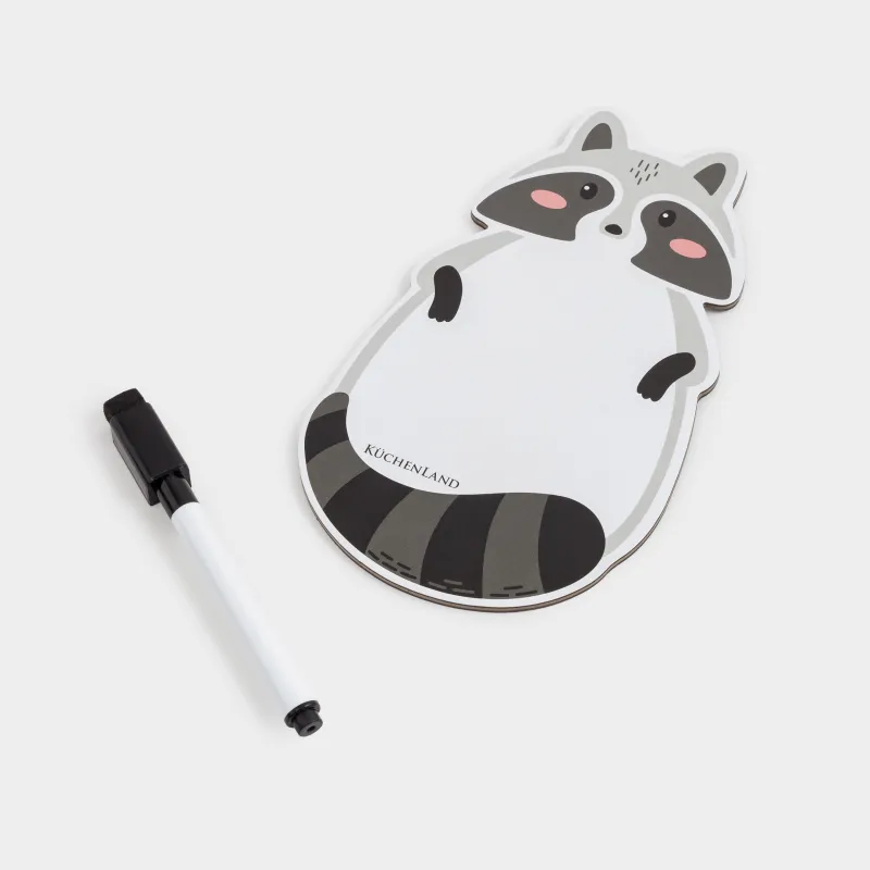 Жазбаларға арналған магнитті тақта, 18х10 см, маркермен, пластиктен, ақ және сұр, Жанат, Raccoon, image-1