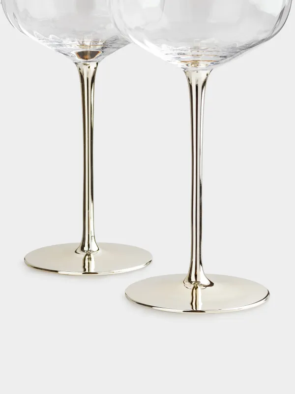 Бокал для красного вина, 570 мл, 2 шт, стекло, золотистая ножка, Glyfada, image-3