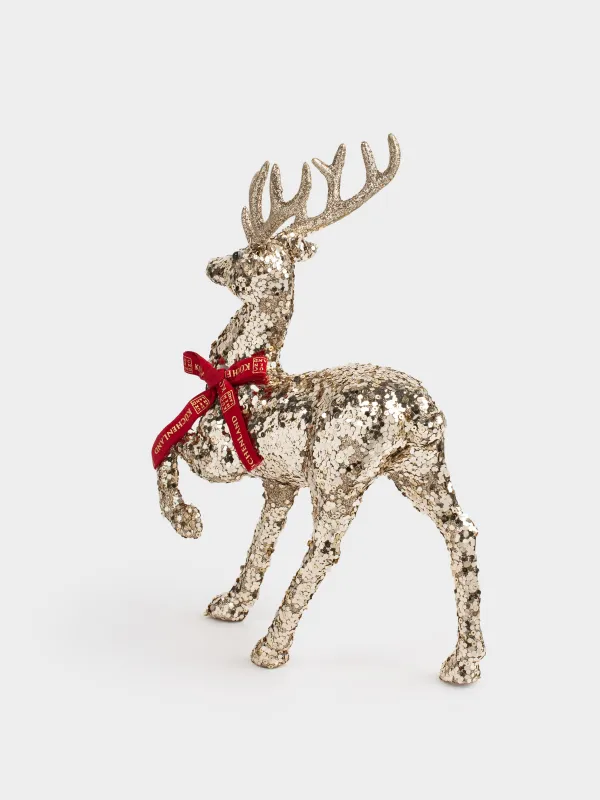 Мүсінше, 31 см, пластик, шампан, Қою қызыл бантигі бар бұғы, Deer sparks, image-2