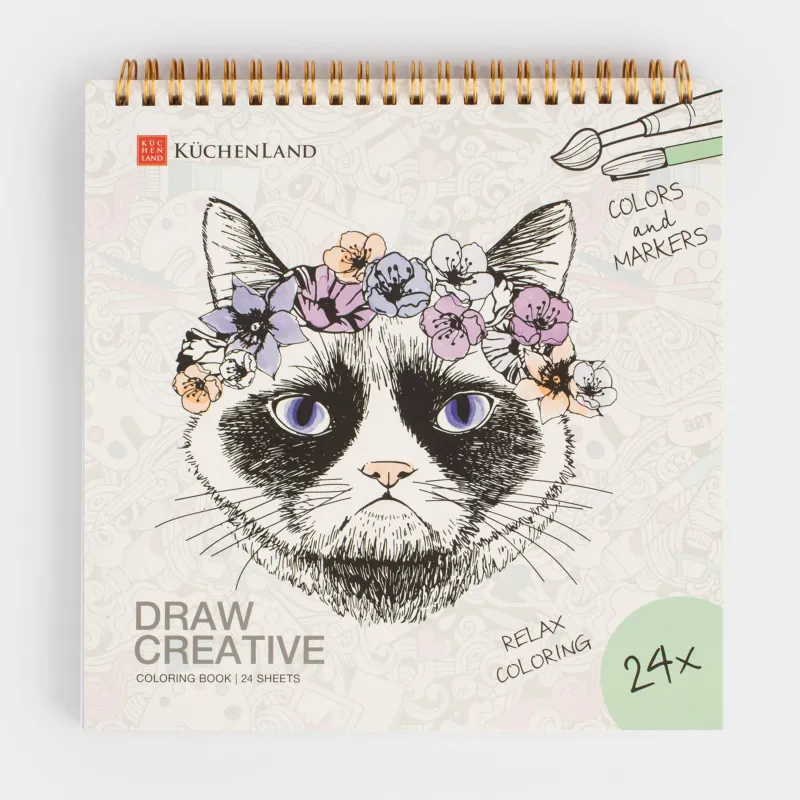 Бояуға арналған Альбом, 21х21 см, 24 парақ, сақиналарда, романс, Draw