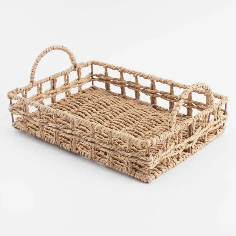 Науа, 29х20 см, өрілген, тұтқалары бар, целлюлоза, тікбұрышты, Braided, image-3