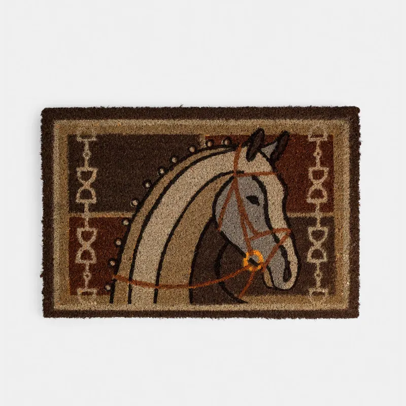Есік алды төсеніші, 40х60 см, кокос/ПВХ, сұр, Жылқы, Home horse