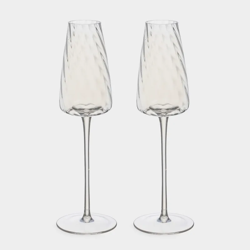 Шампан бокалы, 270 мл, 2 дана, шыны, інжу-маржан, Sorento bend