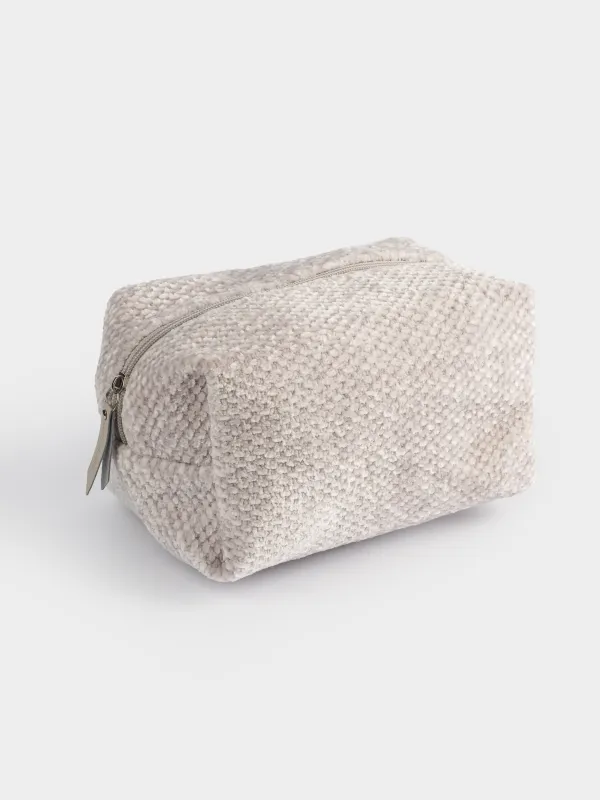 Косметичка, 20х13 см, шенилл/люрекс, серая, Chenill, image-1