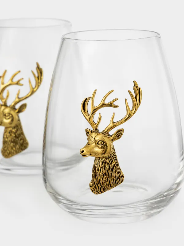 Стакан, 450 мл, 2 шт, Золотистый олень, Lux elements, image-3