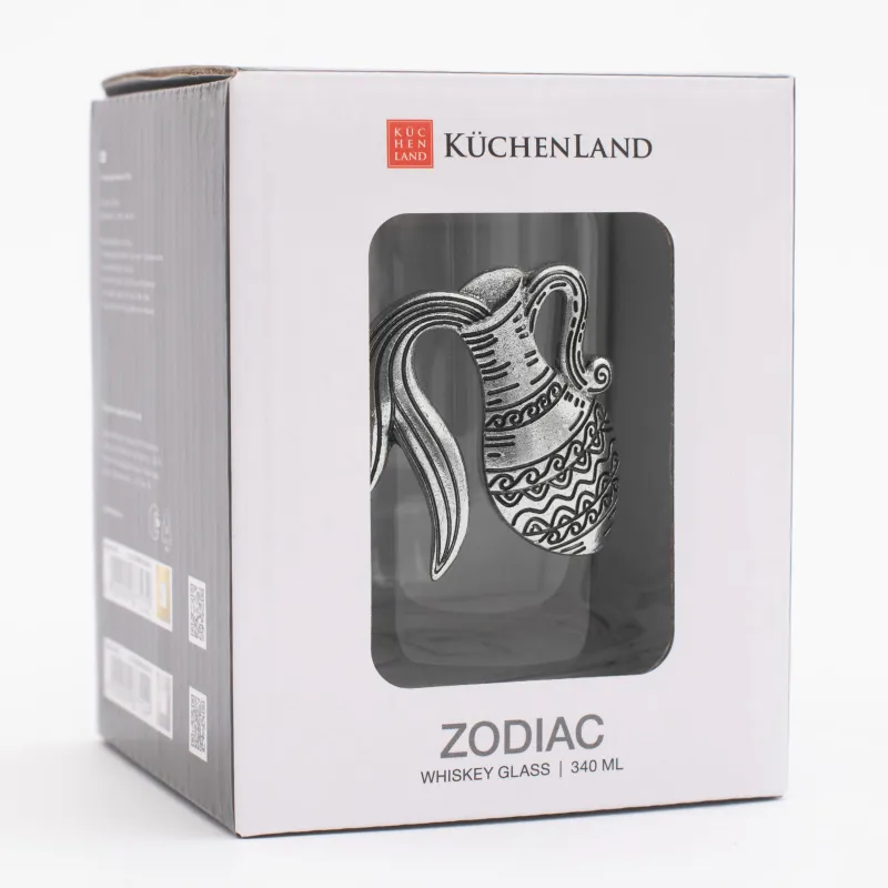 Виски стақаны, 10 см, 340 мл, шыны/металл, күміс, Суқұйғыш, Zodiac, image-4