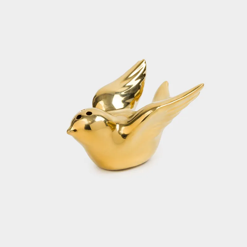 Тұз немесе бұрышқа арналған ыдыс, 9 см, фарфор Р, алтын, құс, Paradise garden