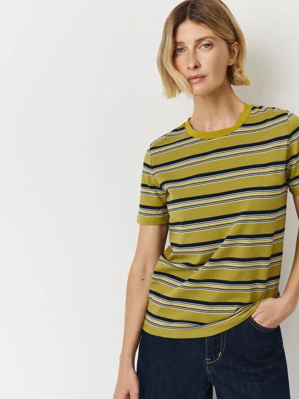 Әйелдер футболкасы, өлшемі XS, мақта/полиэстер, жасыл, Жолақ, Malgoscha, image-3