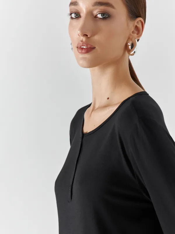 Лонгслив домашний, черный, Kelsey, image-2