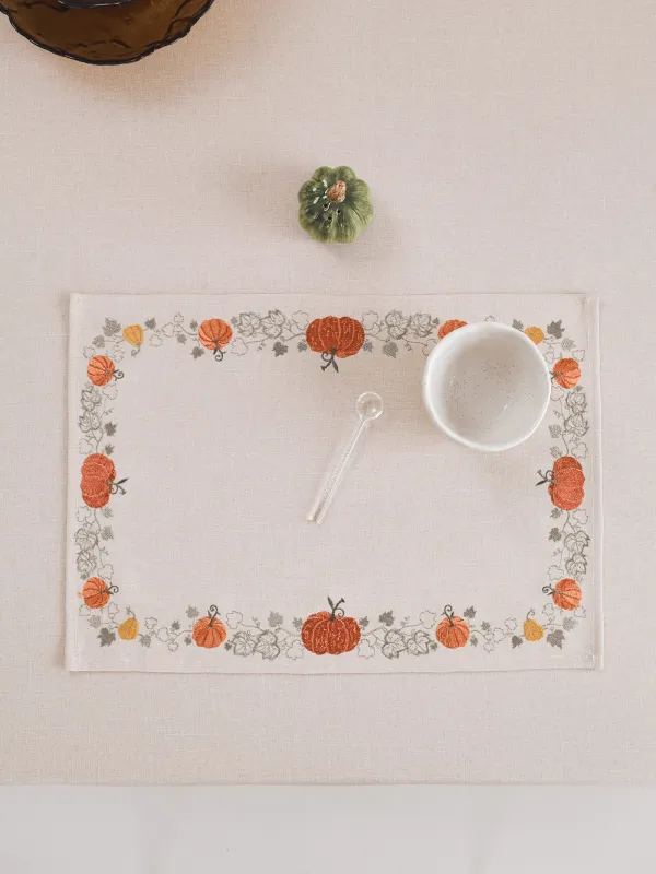 Салфетка под приборы, 30х45 см, полиэстер, прямоугольная, бежевая, Тыквы, Colorful gourds, image-2