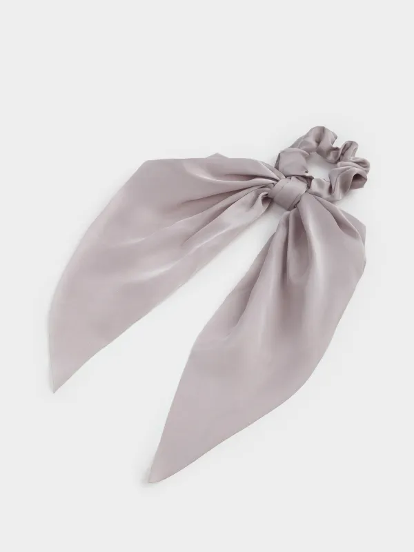 Шашқа арналған резеңке, 25 см, бауы бар, сәтен, сұр, Silk, image-3