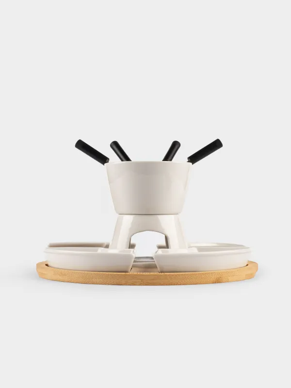 Набор для фондю, 4 перс, на подставке, фарфор P/бамбук, Bamboo, image-1
