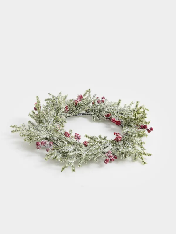 Венок декоративный, 13/30 см, полиэтилен/пенопласт, Красные ягоды, Red berry, image-1