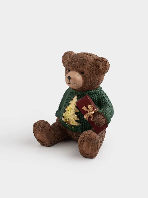 Мүсінше, 10 см, полирезин, қоңыр, Шарф таққан қонжық, Figure christmas, image-4