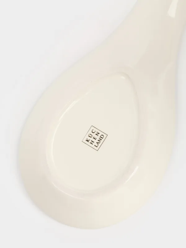 Подставка под ложку, 25 см, керамика, молочная, Цветы, Florin, image-5