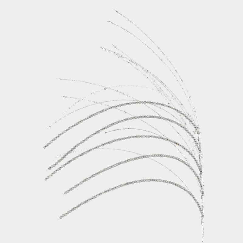 Ветка декоративная, 72 см, бисер/металл, серо-серебристая, Ива, Curved decor, image-1