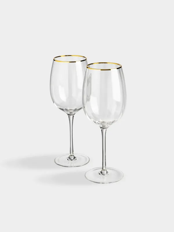 Шарап бокалы, 470 мл, 2 дана, шыны Р, алтын жиегі бар, Filo R gold, image-1