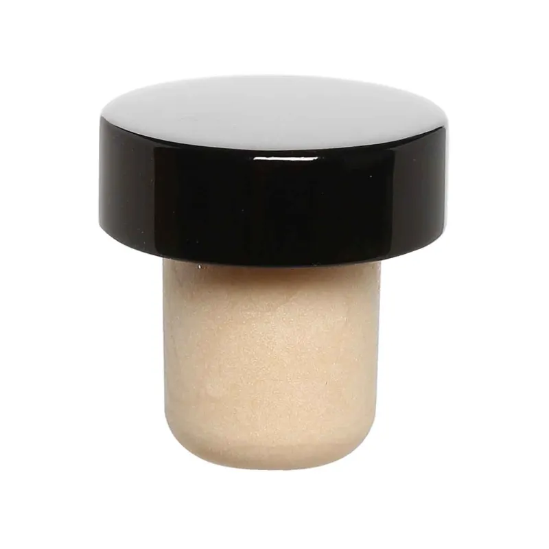 Шампан бөтелкесіне арналған тығын, 3 см, тығын/металл, қара, Button