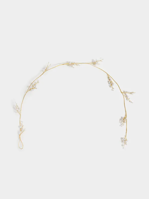 Ветка-гирлянда декоративная, 1,2 м, пластик/металл, шампань, Жемчужины, Balls decor, image-0