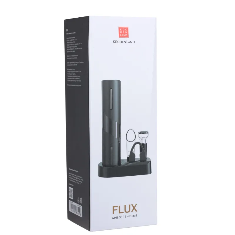 Набор винный, 5 пр, с вакуумной пробкой, на подставке, пластик/сталь, черный, Flux, image-5