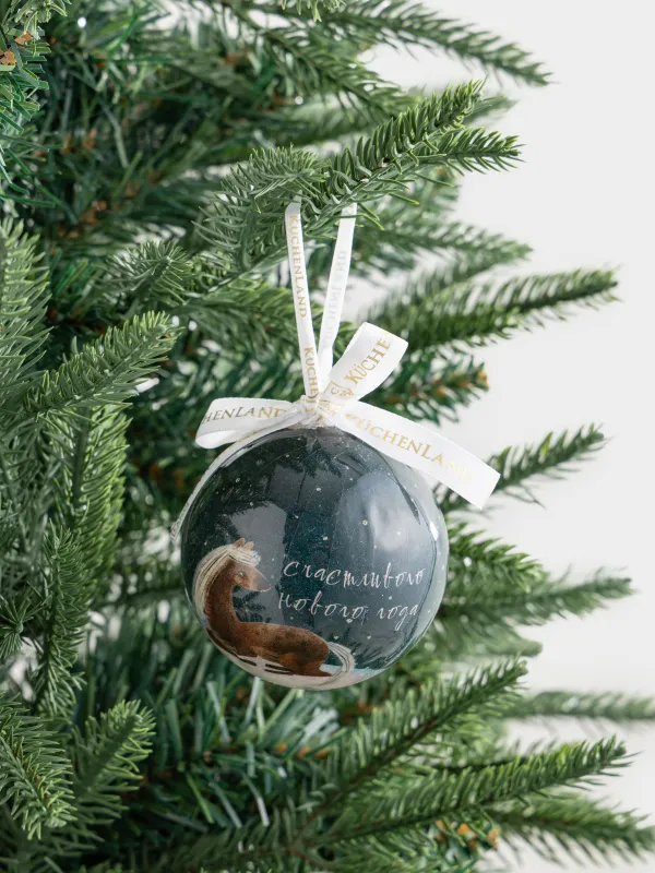 Игрушка елочная, 7 см, пенопласт, Шар, Счастливого нового года, Ball print, image-2