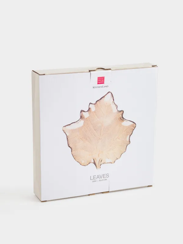 Блюдо, 25x24х4см, стекло, коричневое, Кленовый лист, Leaves, image-4
