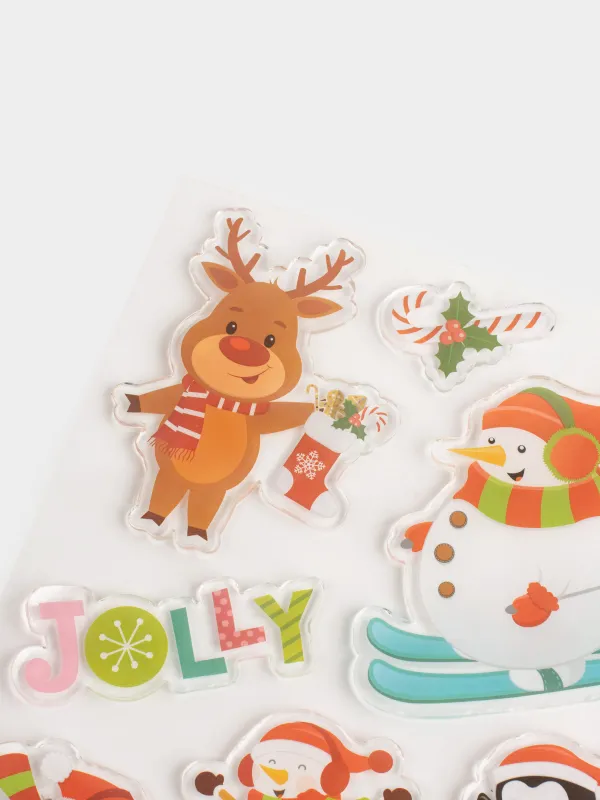 Жапсырмалар жинағы, 15х20 см, қайта пайдалануға болады, термопластик, Аққалалар, Christmas decal, image-3