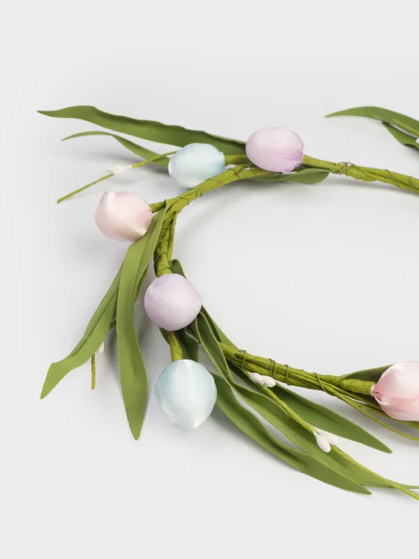 Венок декоративный, 15/34 см, пенопласт/полиэстер, Пасхальные яйца, Flora Easter decor, image-3