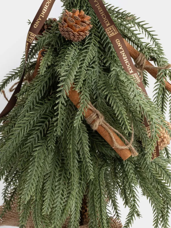 Ель искусственная, 45 см, в мешковине, пластик/дерево, Ель с шишками и корицей, Conifer curved, image-2