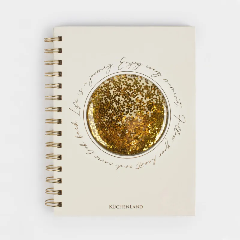 Жазбаларға арналған дәптер, 15х20 см, 70 л, сақиналы, ПВХ, Жылтырақтары бар шар, Stationery