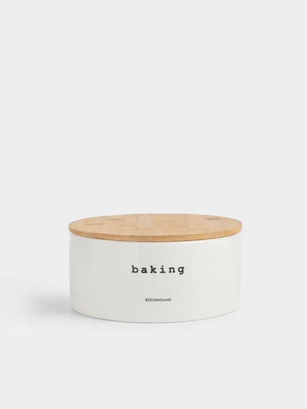Хлебница, 23х12 см, с разделочной доской, керамика D/бамбук, круглая, молочная, Milk kitchen, image-0