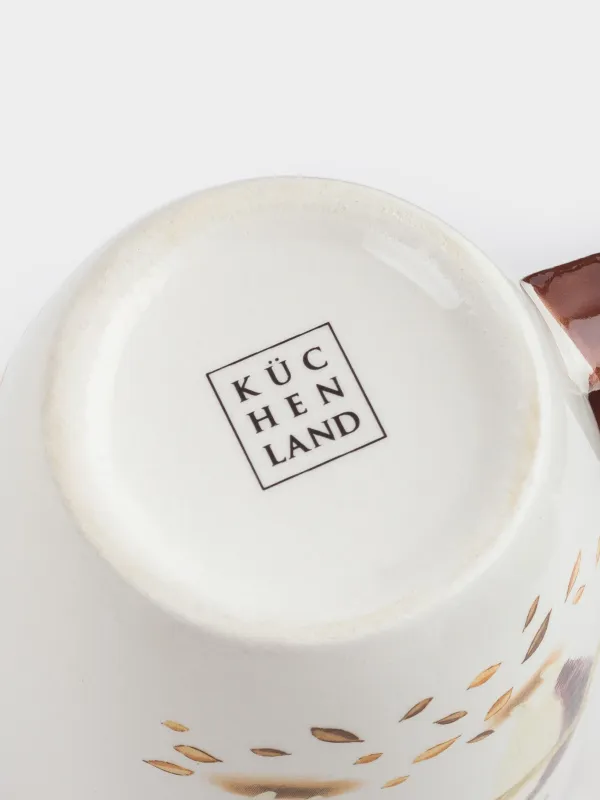 Саптыаяқ, 330 мл, керамика, ақ-қоңыр, Шарф таққан кірпілер, Forest hedgehogs, image-3