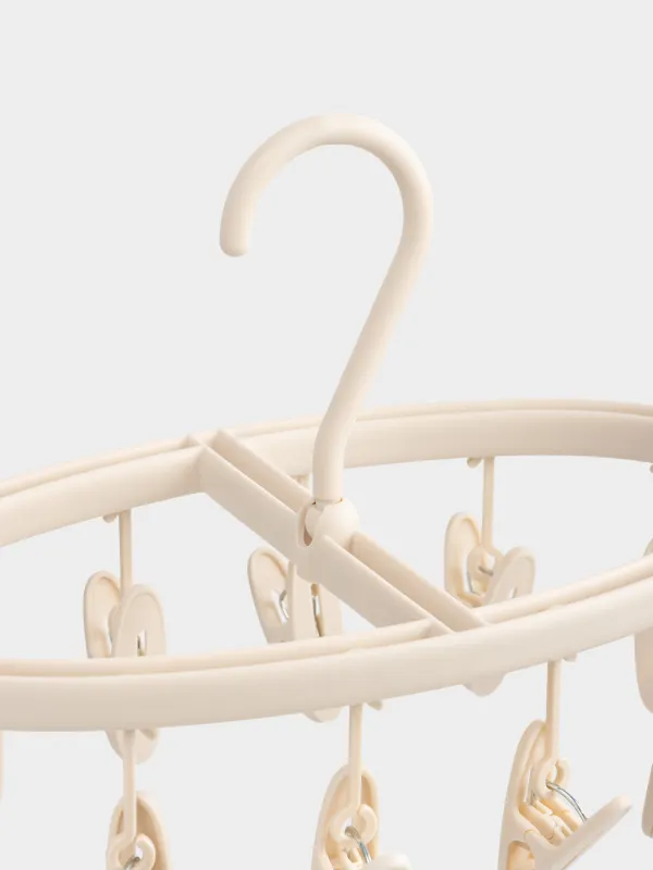 Шұлықтар мен іш киімдерге арналған кептіргіш, 12 киім қыстырғыш, аспалы, пластик, сарғылт-қоңыр, Compact, image-3