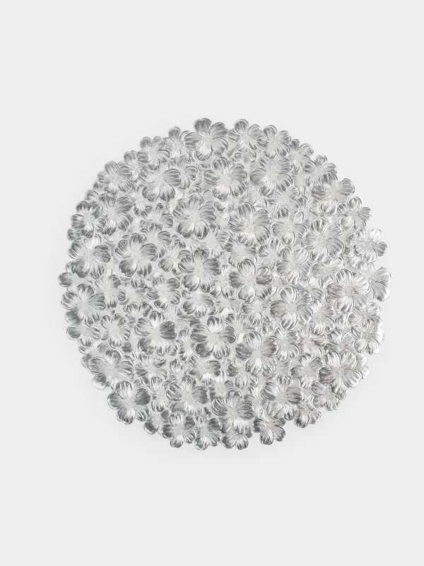 Аспаптарға арналған майлық, 38 см, ПВХ, дөңгелек, күміс, Гүлдер, Azhur Grid, image-0