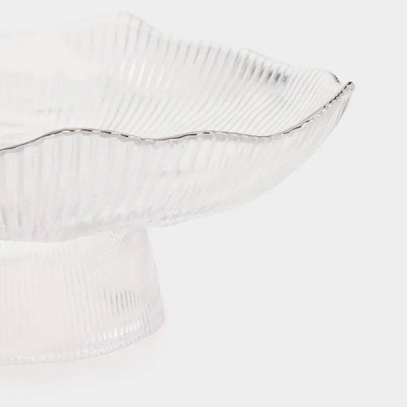 Блюдо на ножке, 23х9 см, с серебристым кантом, Argos silver, image-3