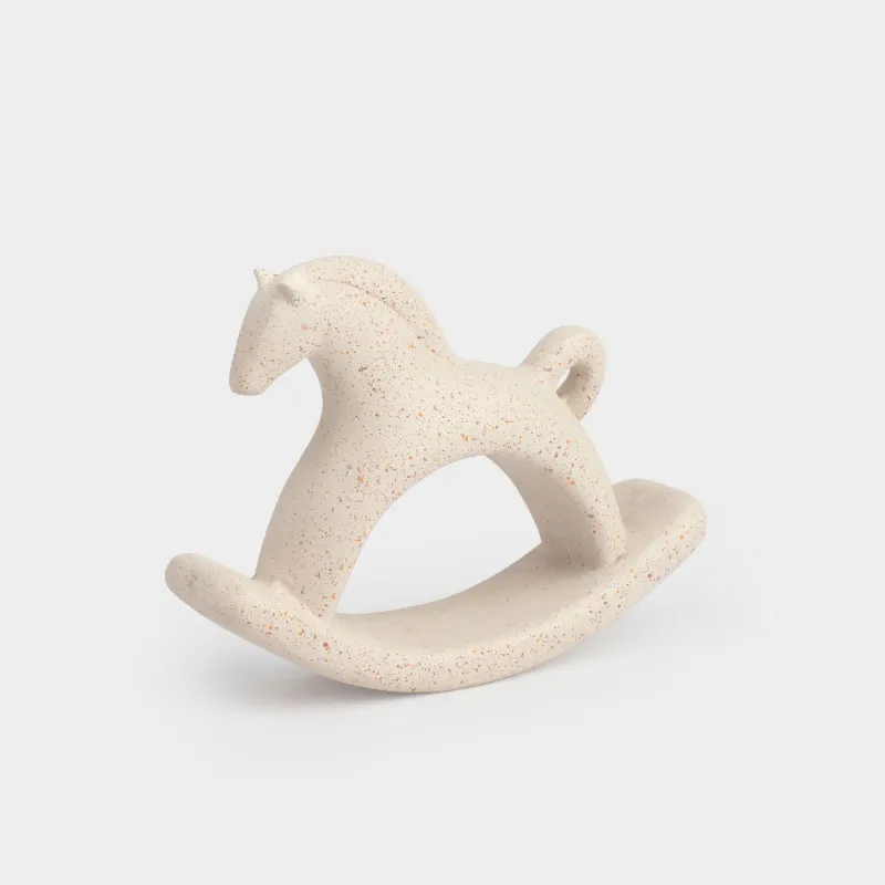 Мүсінше, 14х11 см, полирезин, сүт түстес, дақты, Тербелетін ат, Horse milky