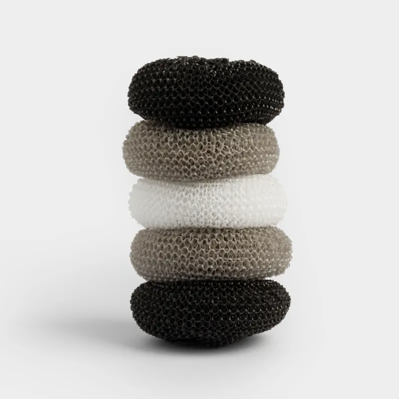 Тазалауға арналған губка, 8 см, 5 дана, полипропилен, қара/сұр/ақ, Black clean