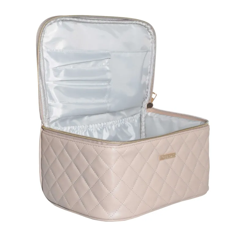 Косметика сөмкесі, 23х13 см, тұтқасы бар, полиуретан, сарғылт, Quilted, image-2