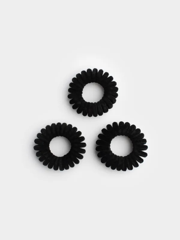 Резинка для волос, 4 см, 3 шт, полиэстер/ТПУ, черная, Спираль, Helix, image-0