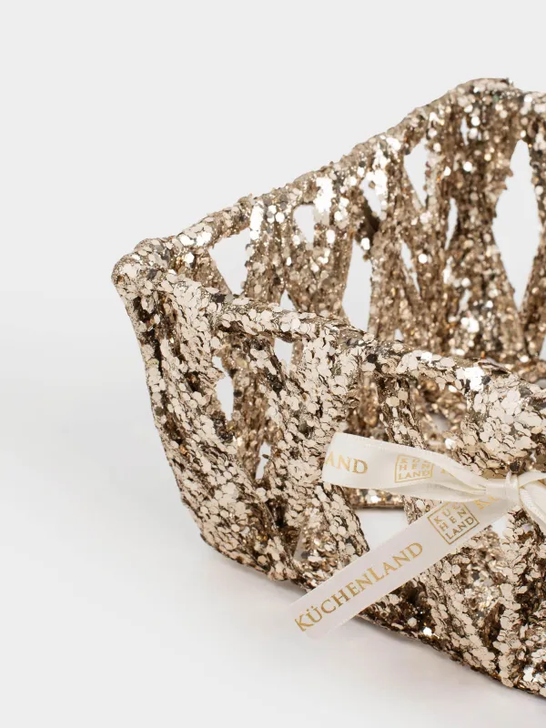 Сәндік себет, 23х20 см, пластик/металл, тікбұрыш, шампан, Frosty sparks, image-4