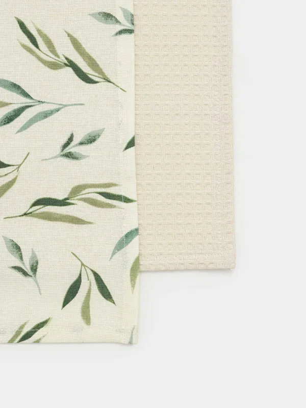 Асүйлік сүлгі, 40х60 см, 3 дана, мақта, сүтті/сарғылт-қоңыр, Дала гүлдері, Meadow, image-1