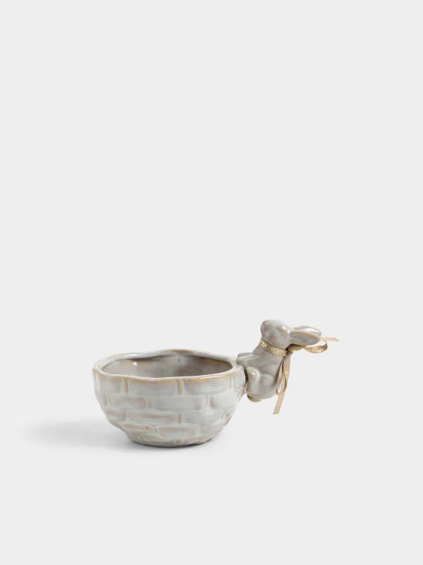 Пиала, 12х10 см, 210 мл, фарфор P, молочно-коричневая, Кролик на корзине, Rustic Easter, image-0