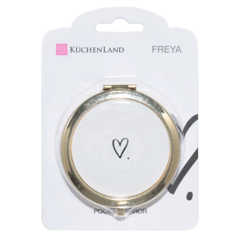 Қалта айнасы, 7 см, екі жақты, металл, алтын, Freya, image-4