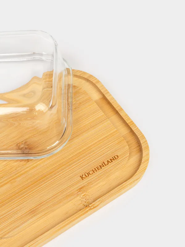 Масленка, 18 см, бамбук/стекло, прямоугольная, Home made, image-2