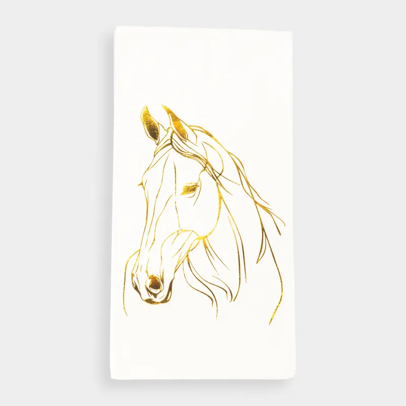 Қағаз майлықтар, 33х33 см, 20 дана, төртбұрышты, ақ, Алтын жылқы, Horse gold