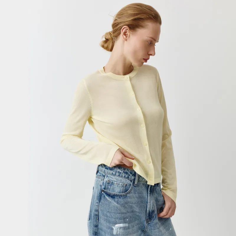 Әйелдер кардиганы, өлшемі L, вискоза/нейлон, сары, Martina