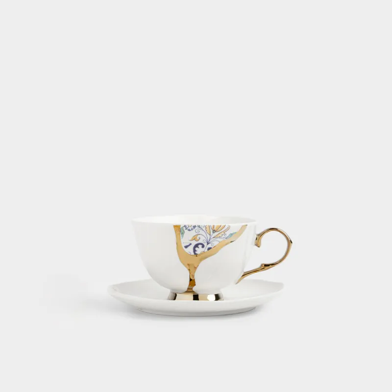 Шәй жұбы, 1 адам, 2 зат, 220 мл, фарфор N, ақ-алтын, Кинцуги, Revival