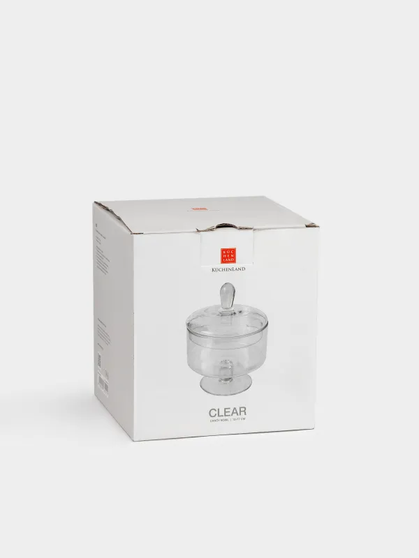 Кәмпит ыдысы, 13х17 см, аяқта, қақпағы бар, шыны, Clear, image-4