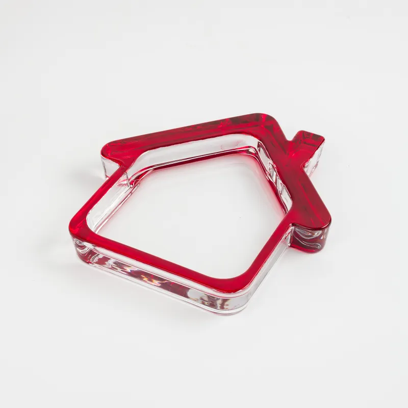 Блюдо, 18х19 см, стекло, с красным кантом, Дом, House shape, image-1