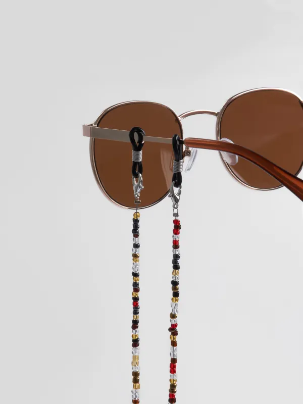 Көзілдірік тізбегі, 71 см, моншақ / металл, түсті, Бохо, Інжу түсі, image-2